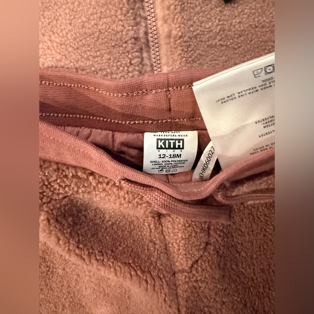 KITH Kids Baby faux Sherpa fleece hoodie pants set Dusty Quartz 12/18months NWT - Picture 4 of 9